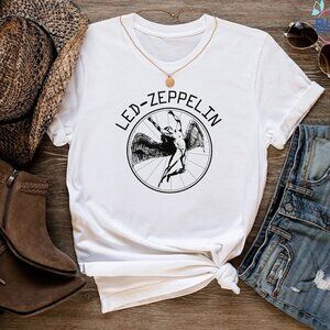Led Zeppelin Tour T-Shirt Rock Band Music Graphic Fan Gift Concert Shirt 90
